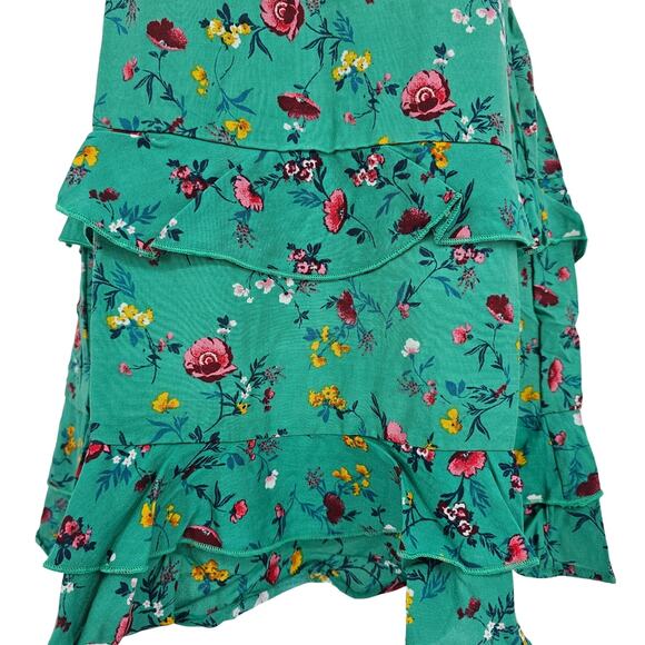 Lottie & Holly B.O.G Womans size S Green Floral Cap Sleeve Mini Dress Tiered NEW - Picture 3 of 8